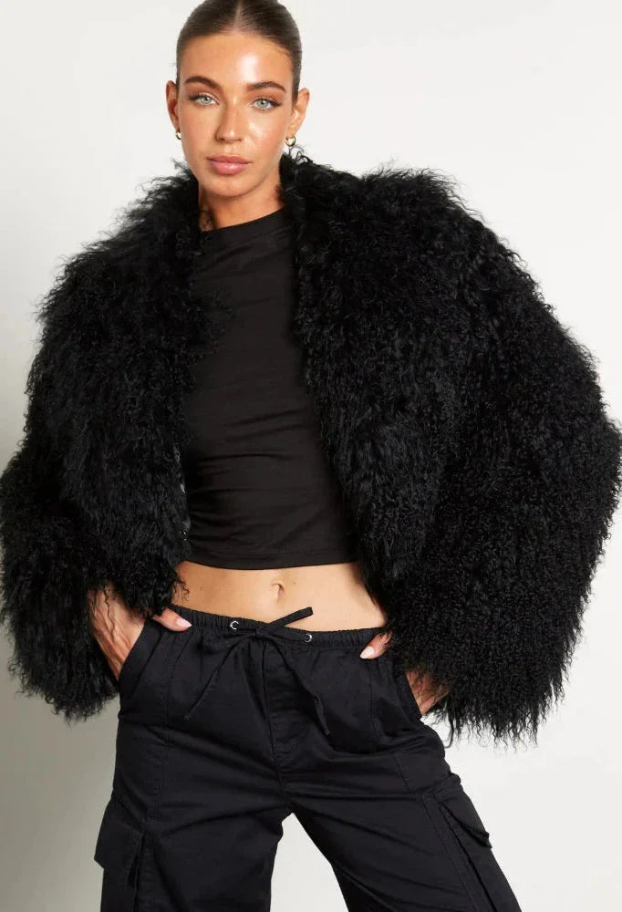 Women's Plush Style Long Sleeve Coat