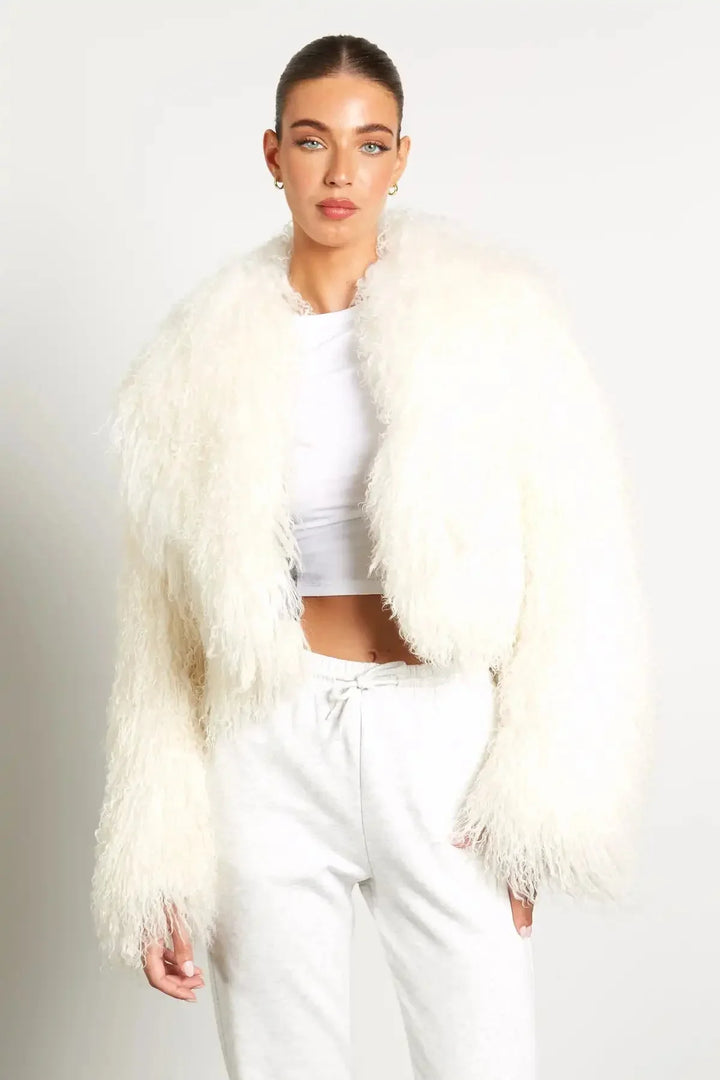 Women's Plush Style Long Sleeve Coat