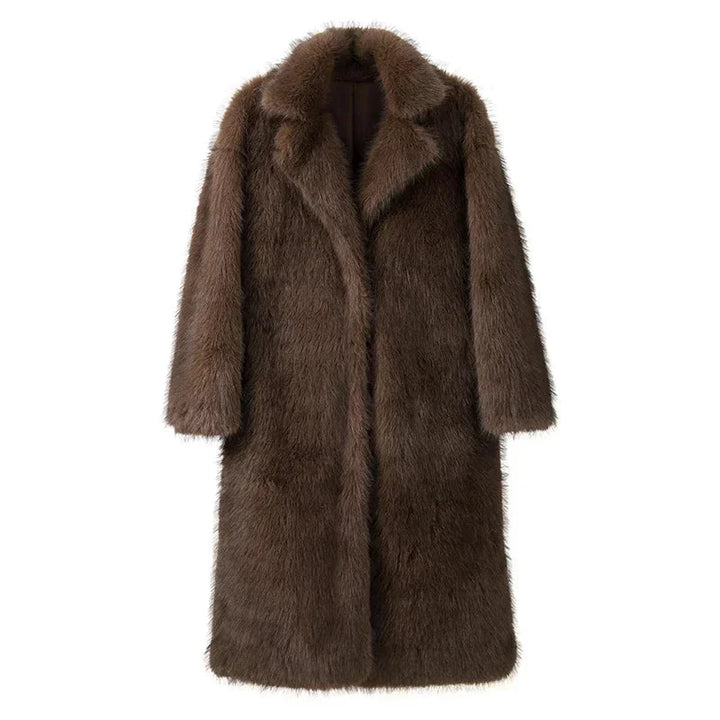 Long Women's Faux Fur Coat for Winter