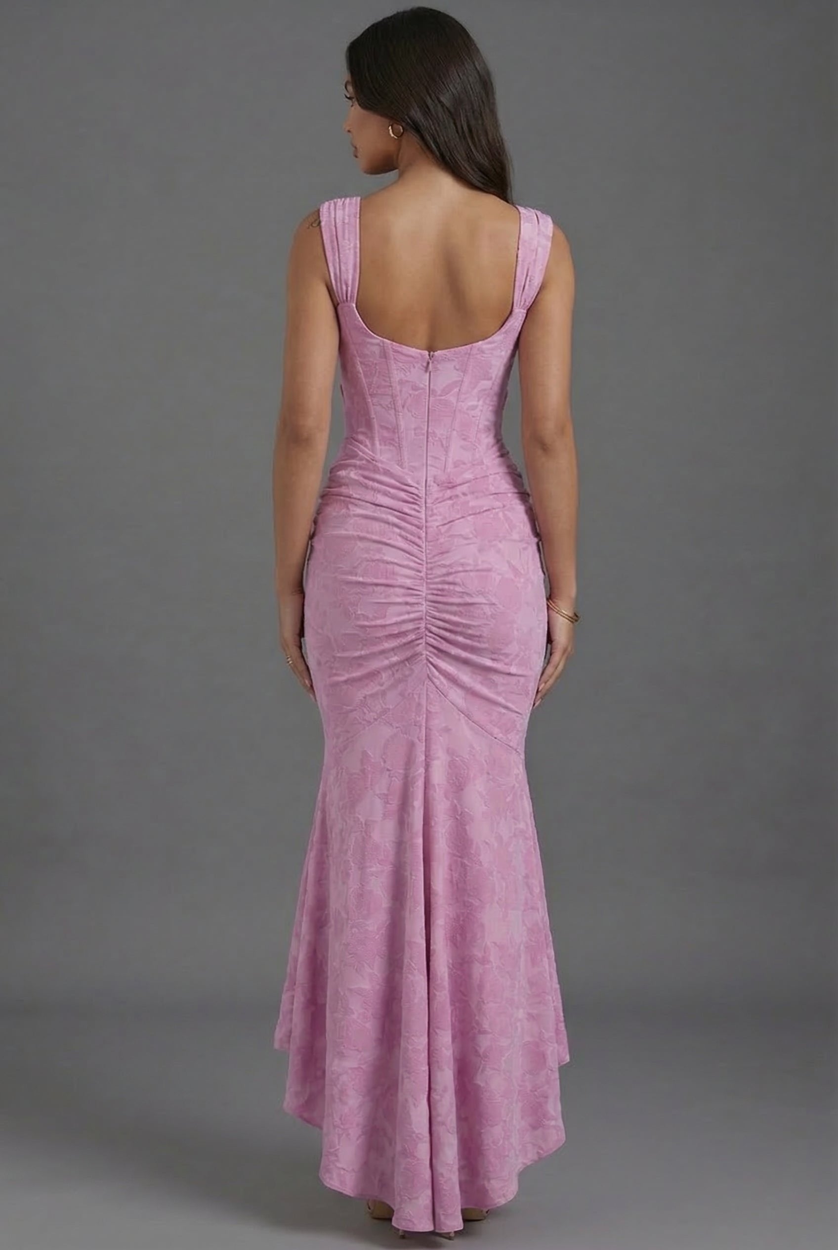 Olivia Corset Bodice Ruched Waist Fishtail Maxi Wedding Guest Dress