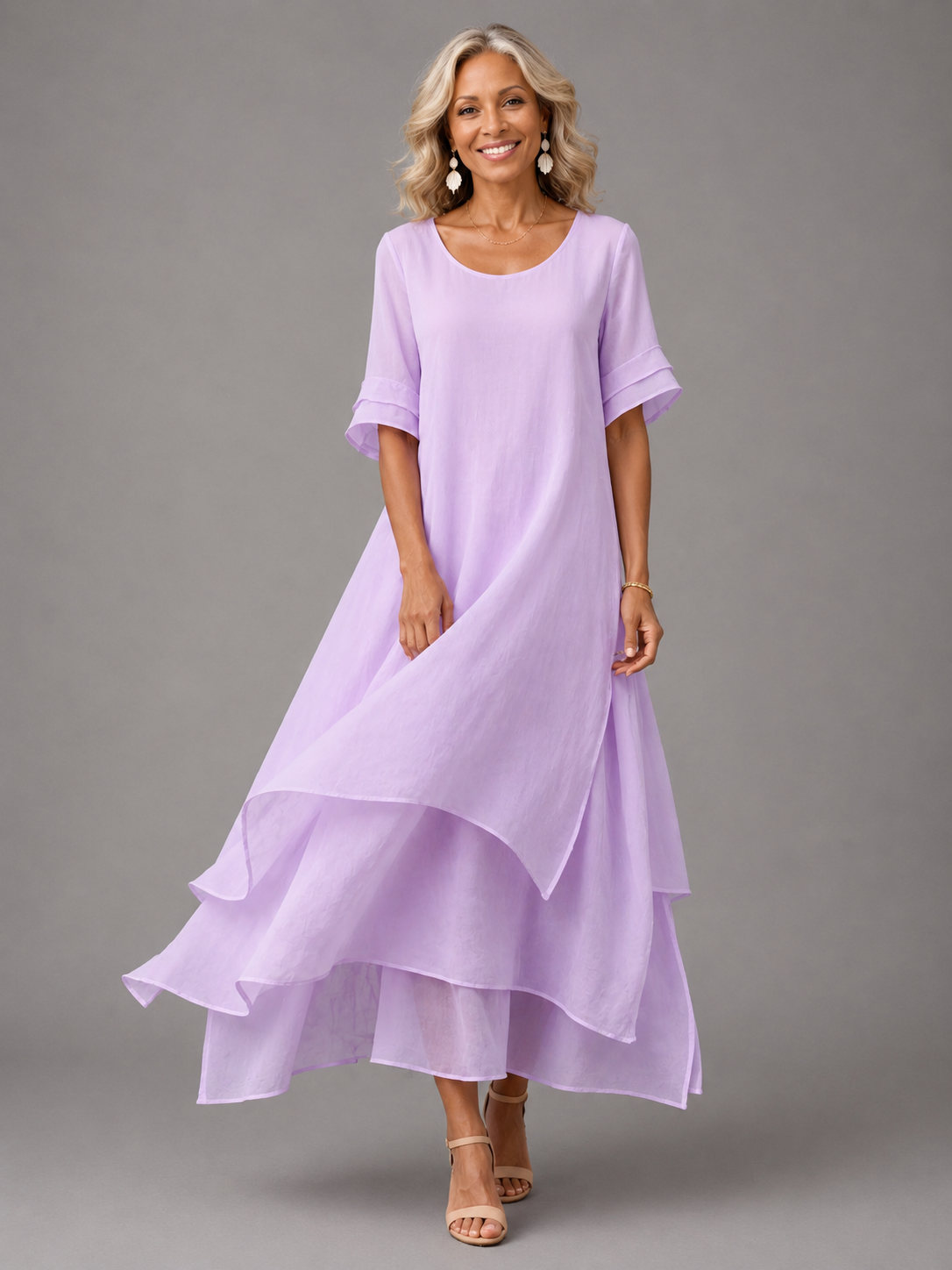 Women's Tiered Chiffon Maxi Dress | Flowing Elegant Maxi Dress
