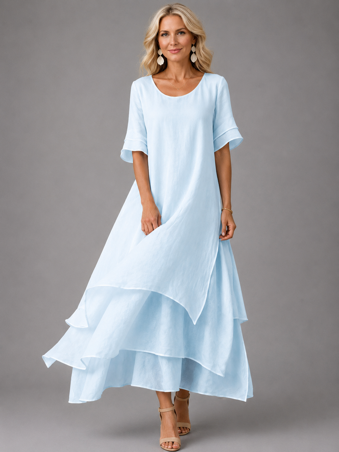 Women's Tiered Chiffon Maxi Dress | Flowing Elegant Maxi Dress