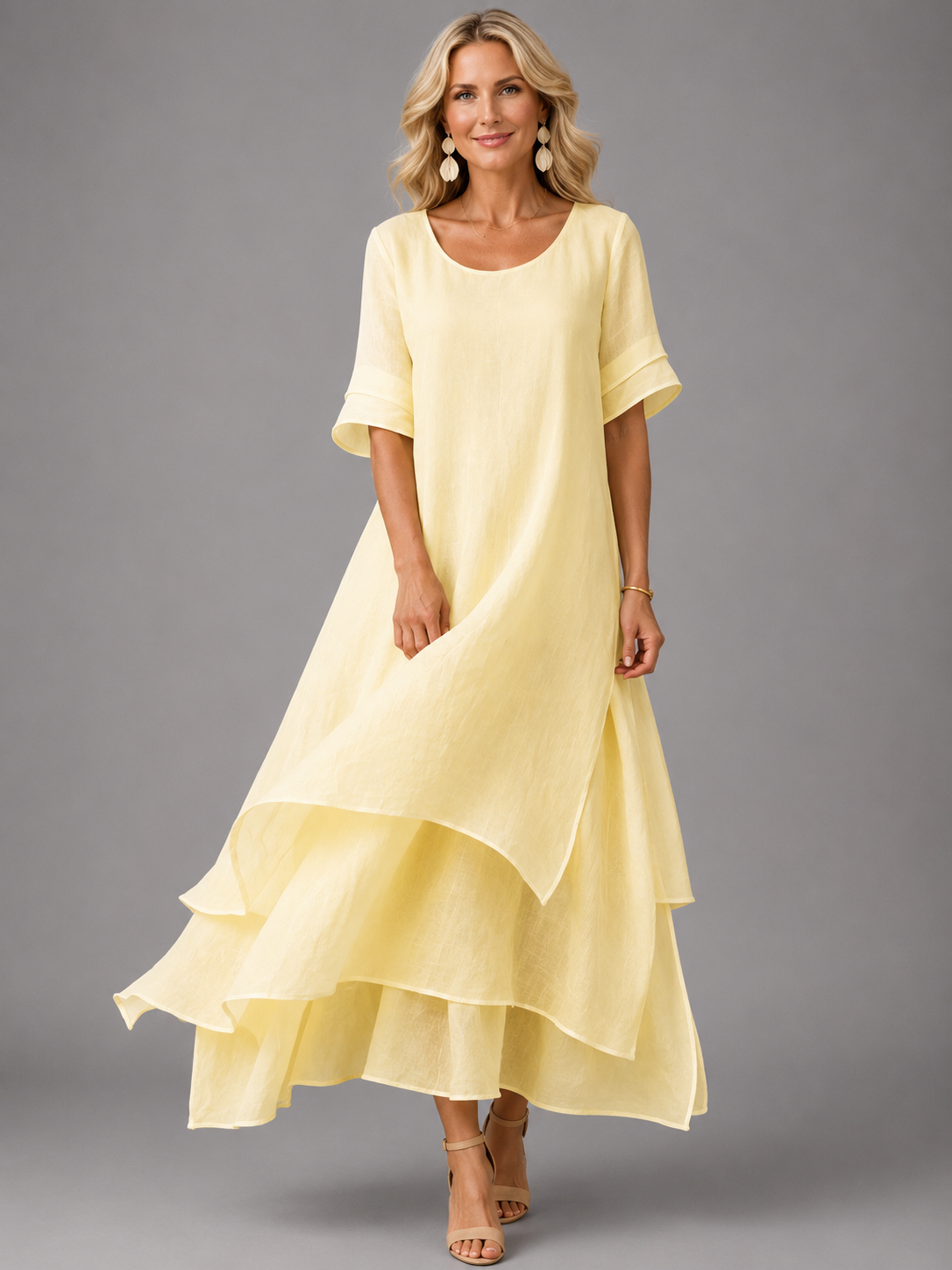 Women's Tiered Chiffon Maxi Dress | Flowing Elegant Maxi Dress