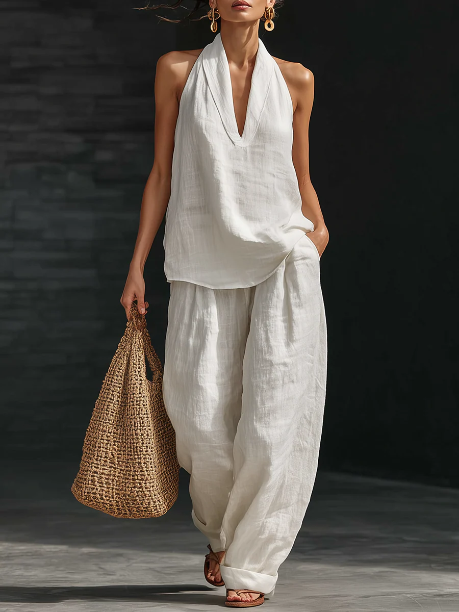 Women's Halter Neck Two-Piece Set | Casual Matching Summer Co-ord