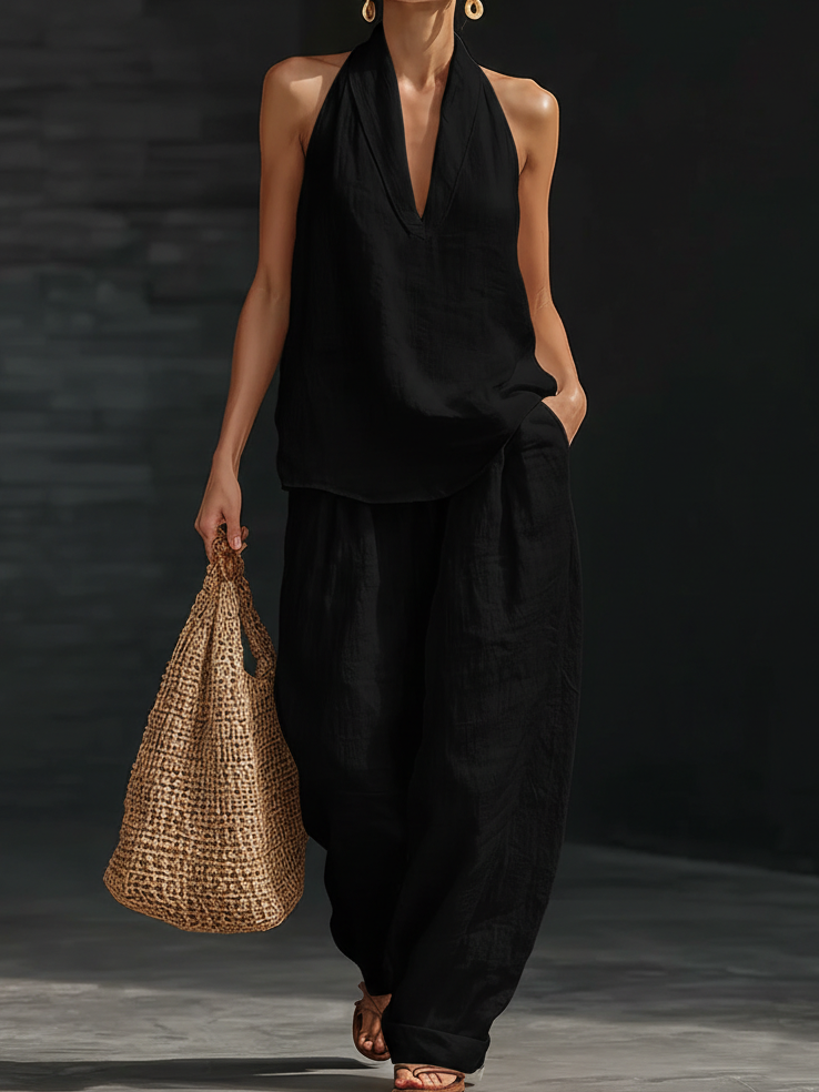 Women's Halter Neck Two-Piece Set | Casual Matching Summer Co-ord