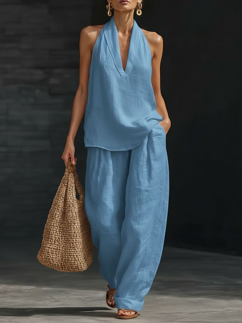 Women's Halter Neck Two-Piece Set | Casual Matching Summer Co-ord