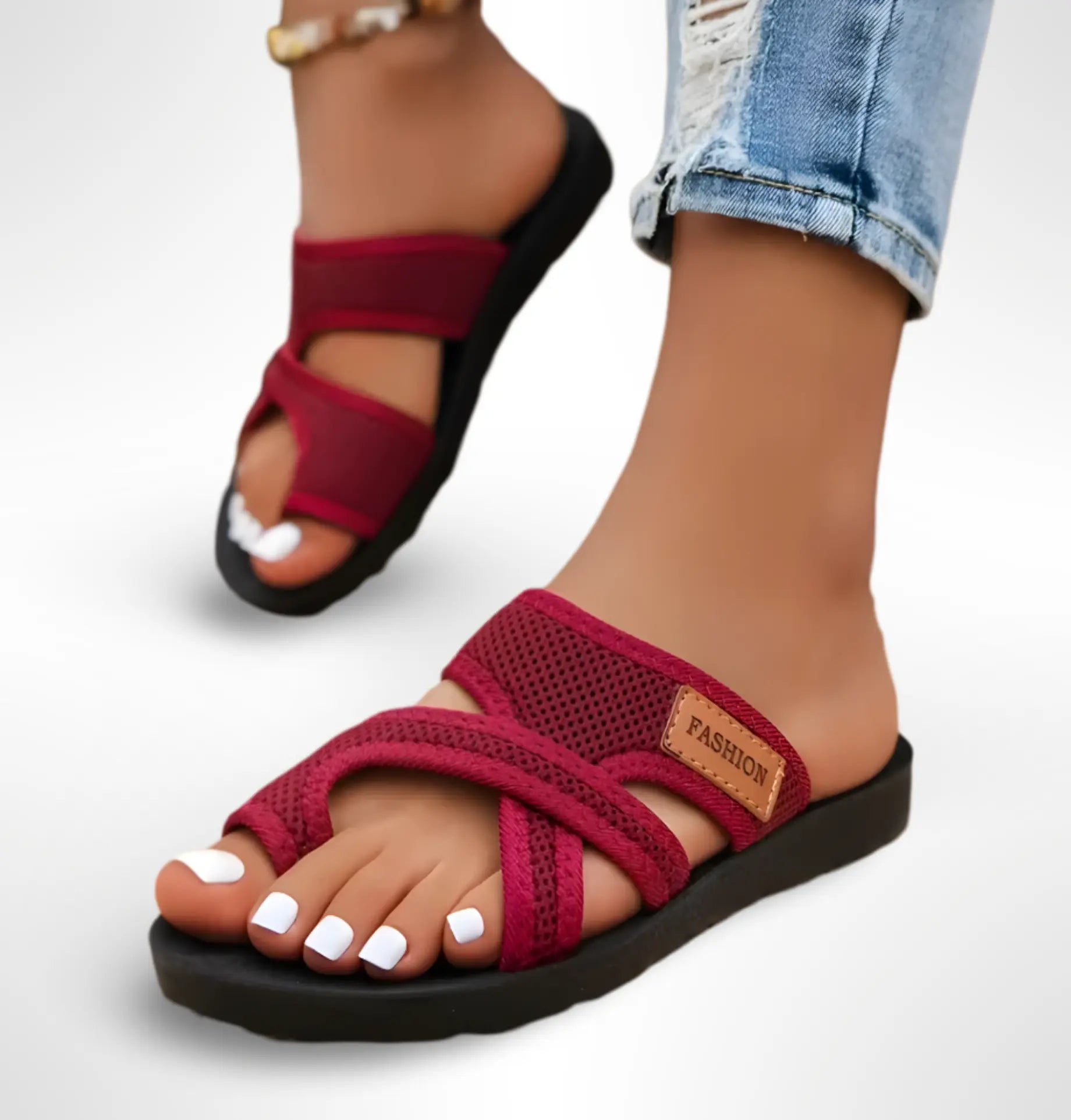 Women's Mesh Cross-Strap Flat Sandals | Breathable Comfortable Summer Sandals