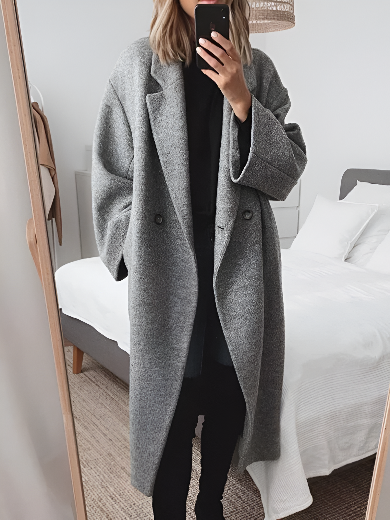 Women's Oversized Longline Coat | Double-Breasted Relaxed Overcoat