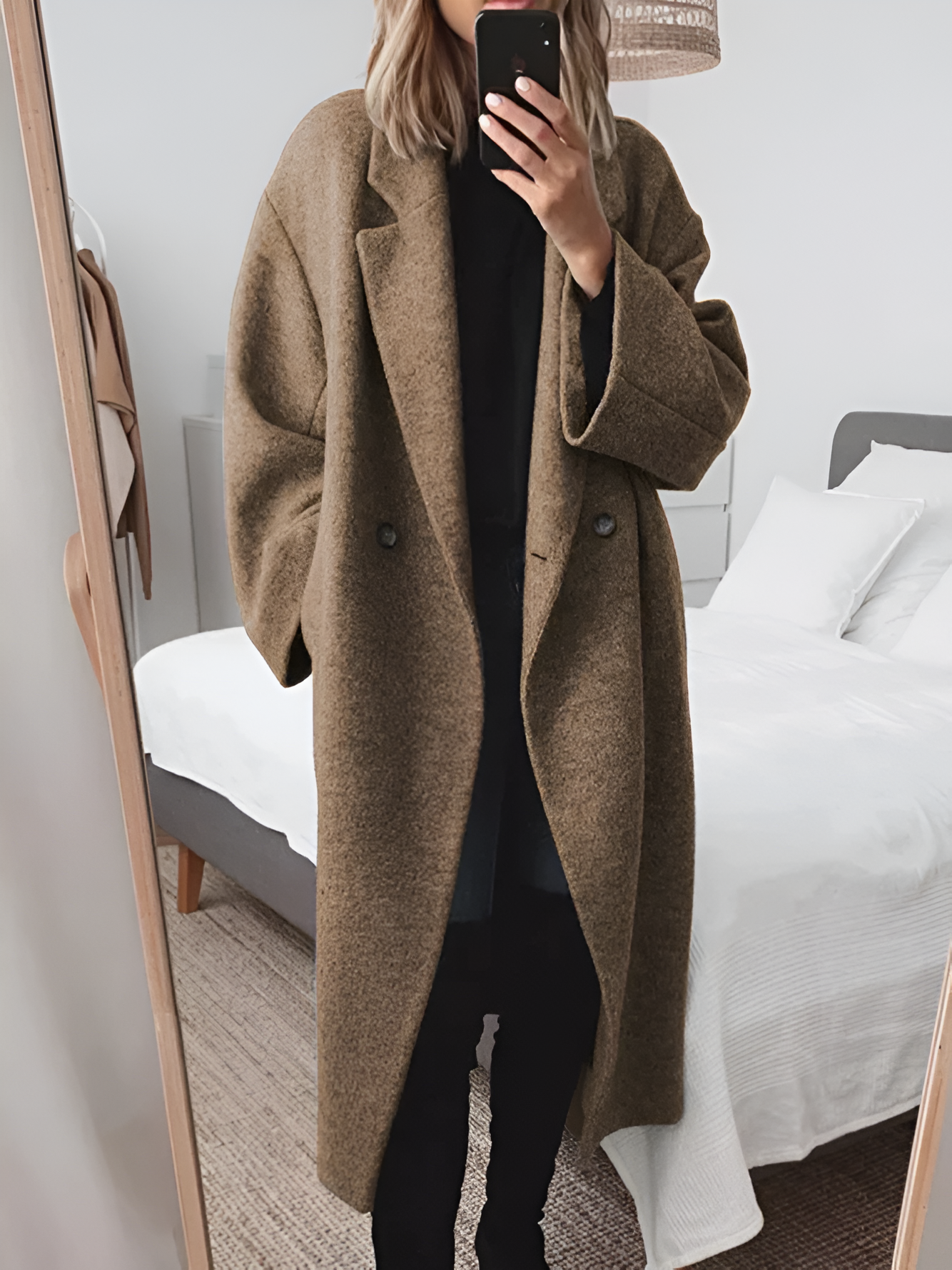 Women's Oversized Longline Coat | Double-Breasted Relaxed Overcoat