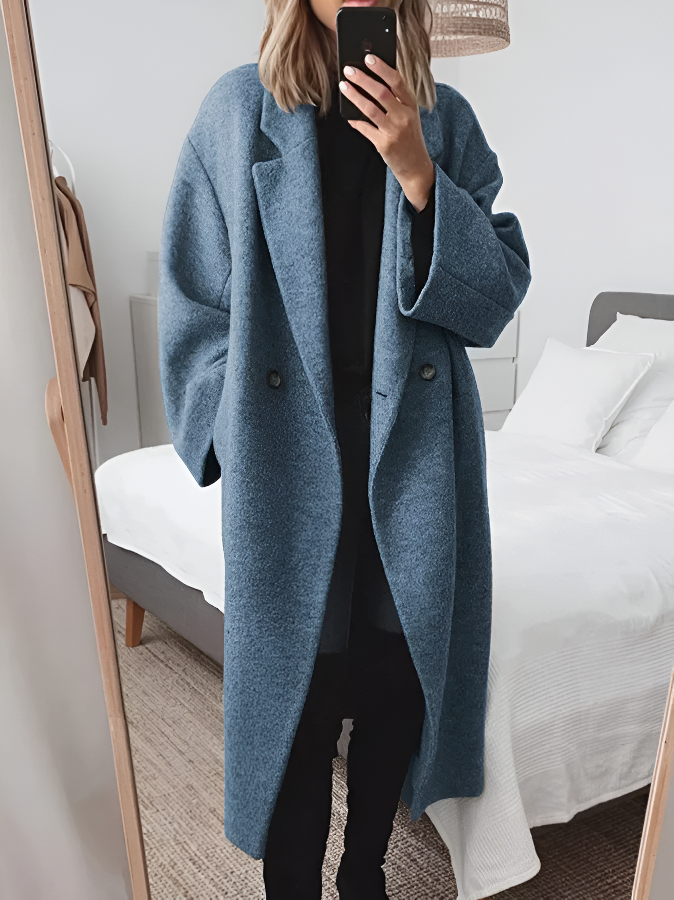 Women's Oversized Longline Coat | Double-Breasted Relaxed Overcoat