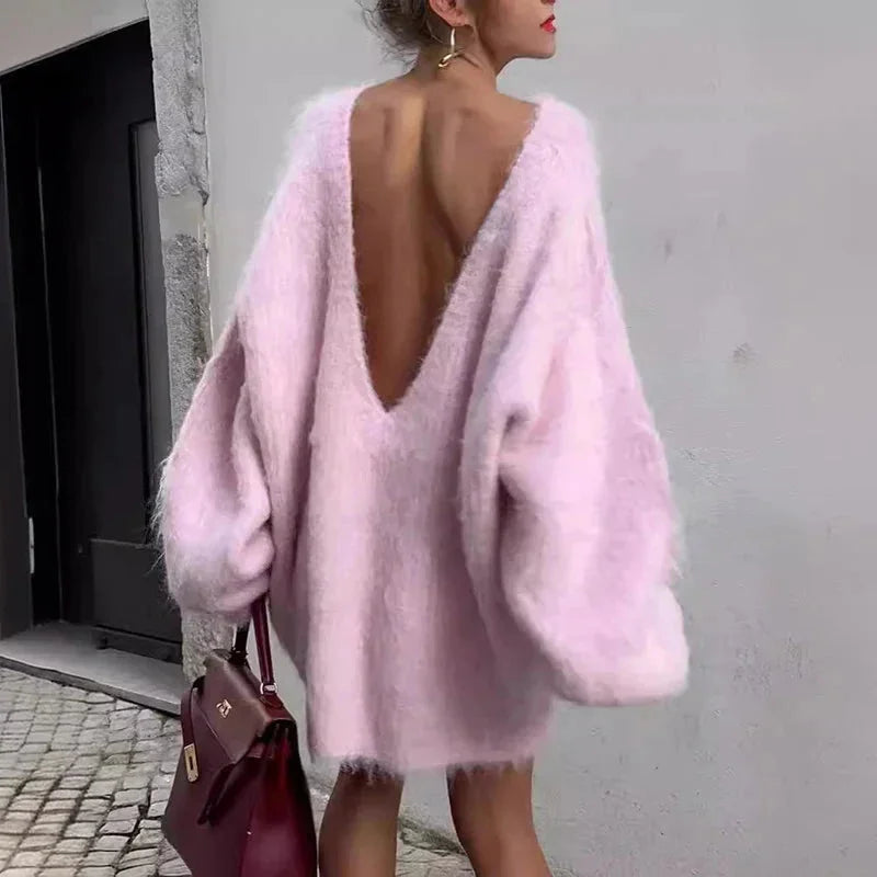 Oversized sweater with off-the-shoulder design