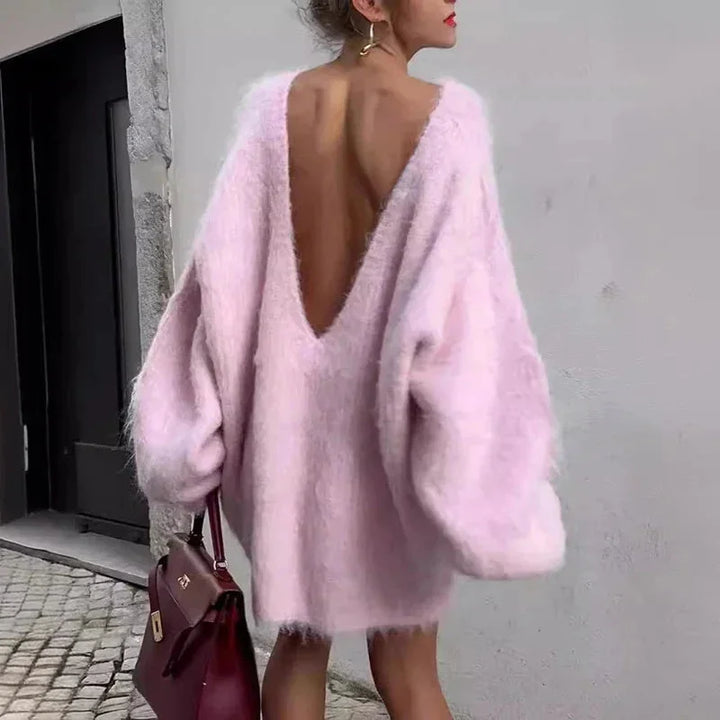 Oversized sweater with off-the-shoulder design