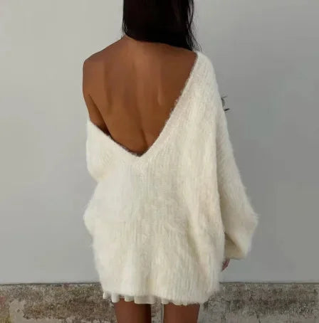 Oversized sweater with off-the-shoulder design