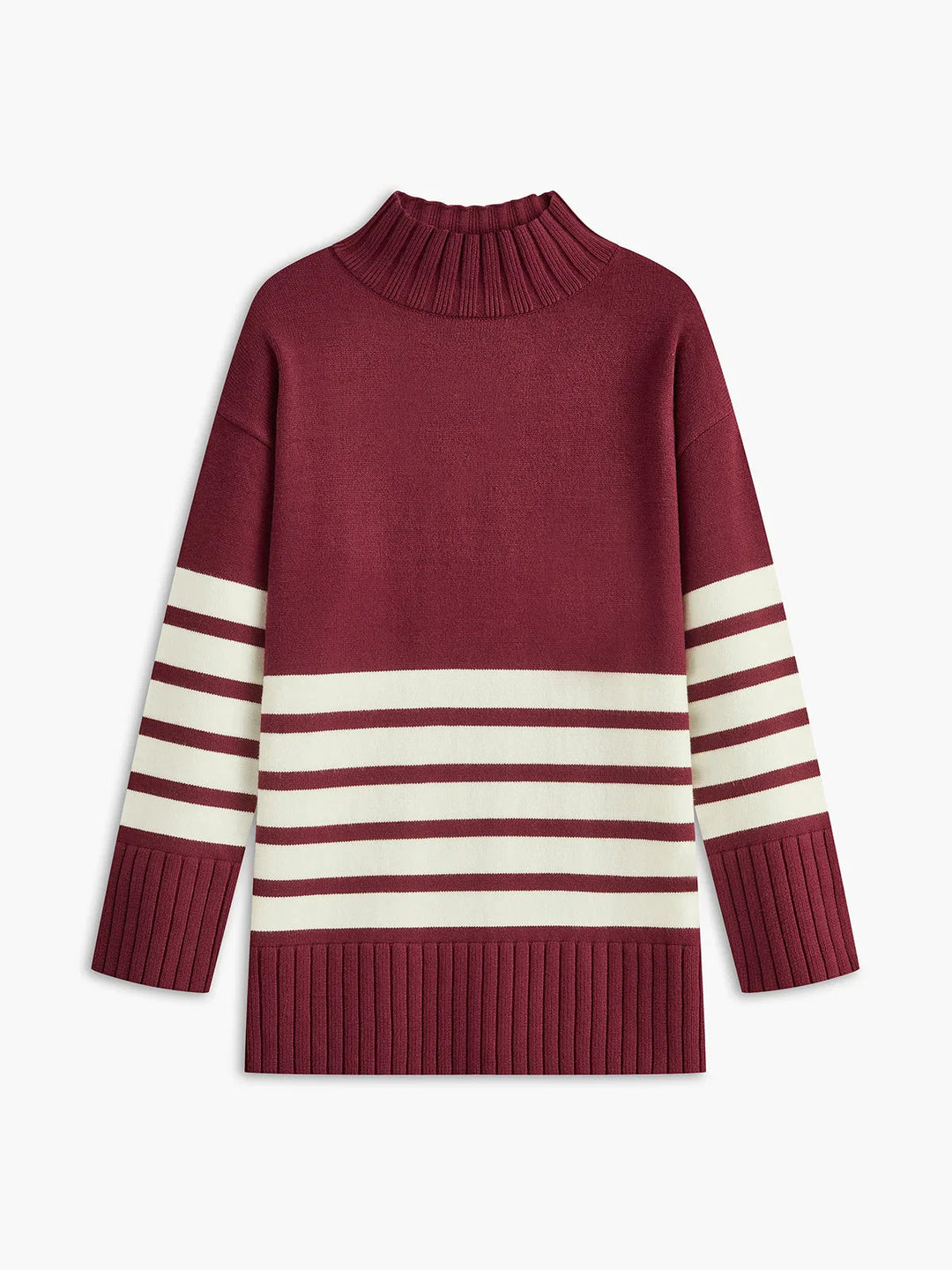 Striped High Neck Sweater for Women