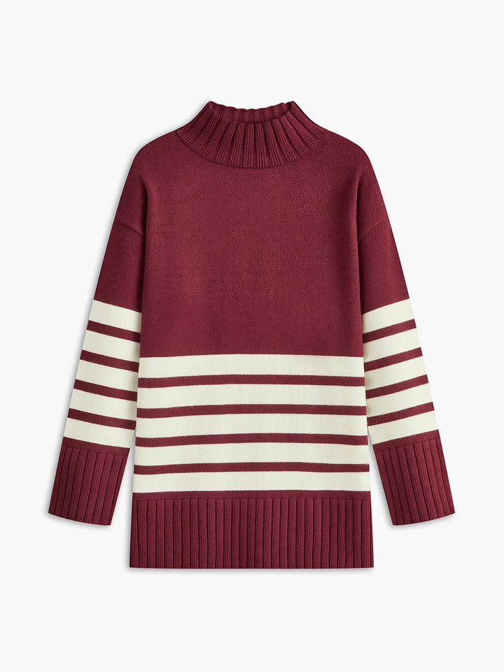 Striped High Neck Sweater for Women