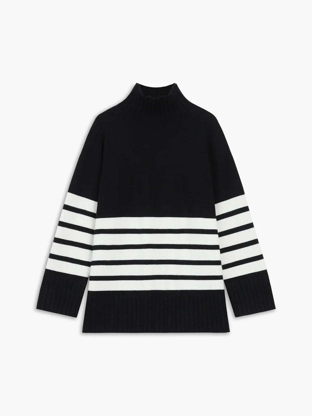 Striped High Neck Sweater for Women