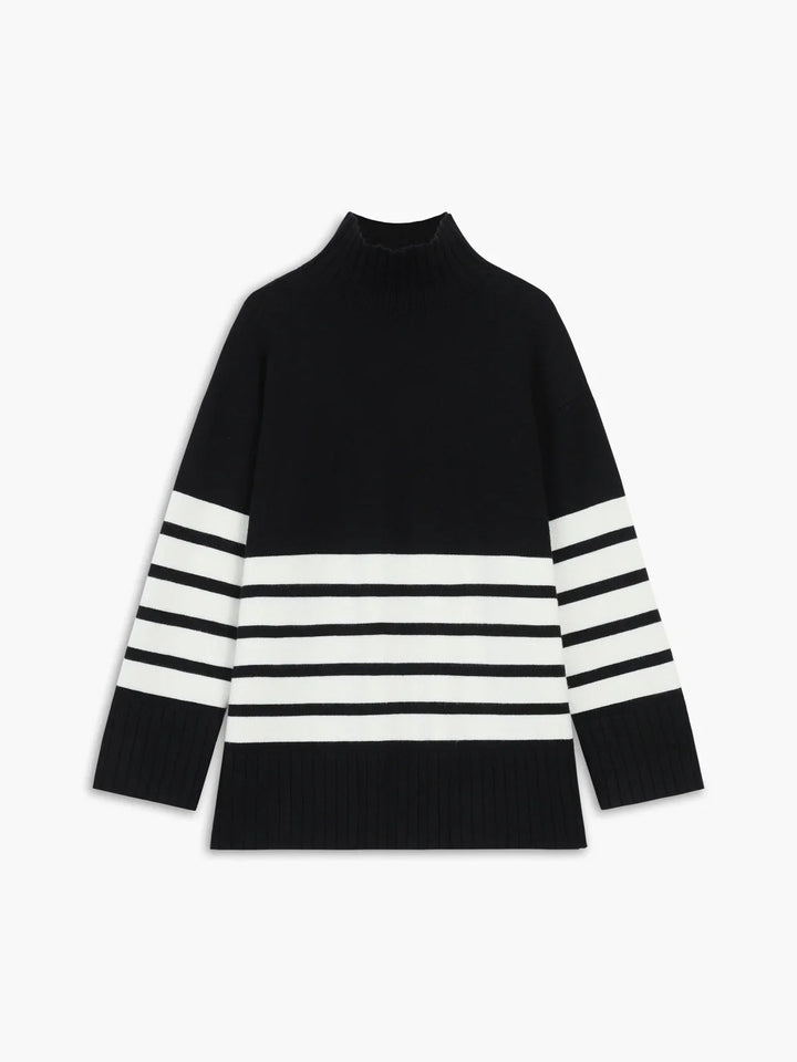Striped High Neck Sweater for Women