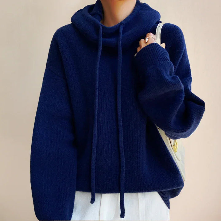 Women's Turtleneck Sweater with Soft Knit and Hood