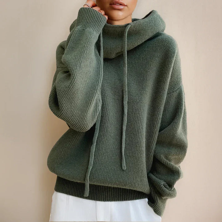 Women's Turtleneck Sweater with Soft Knit and Hood