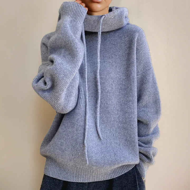 Women's Turtleneck Sweater with Soft Knit and Hood