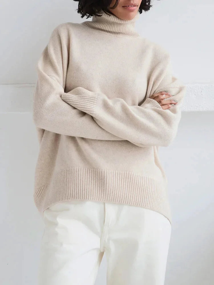 Comfortable Women's Turtleneck Sweater with Long Sleeves