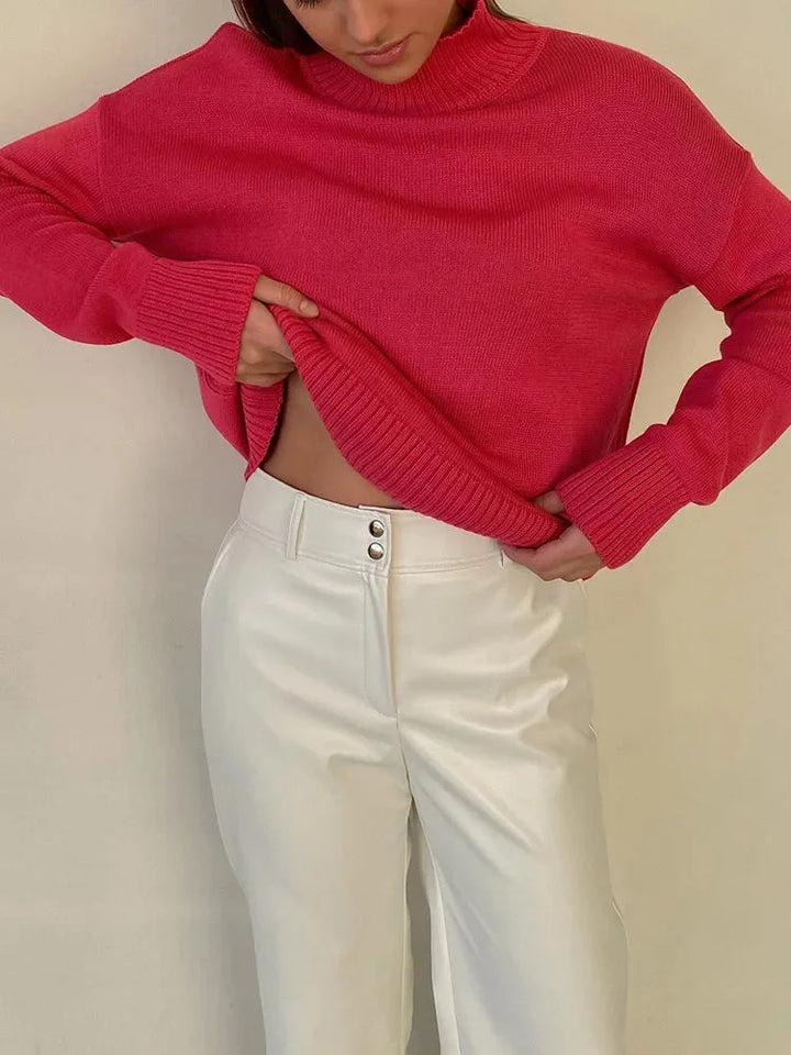 Comfortable Women's Turtleneck Sweater with Long Sleeves
