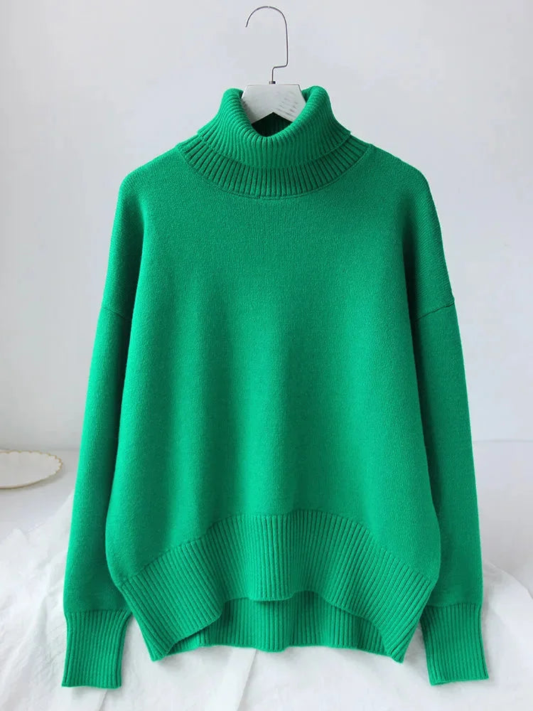 Comfortable Women's Turtleneck Sweater with Long Sleeves