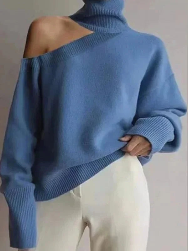 Women's Off-Shoulder Turtleneck Sweater Fashion