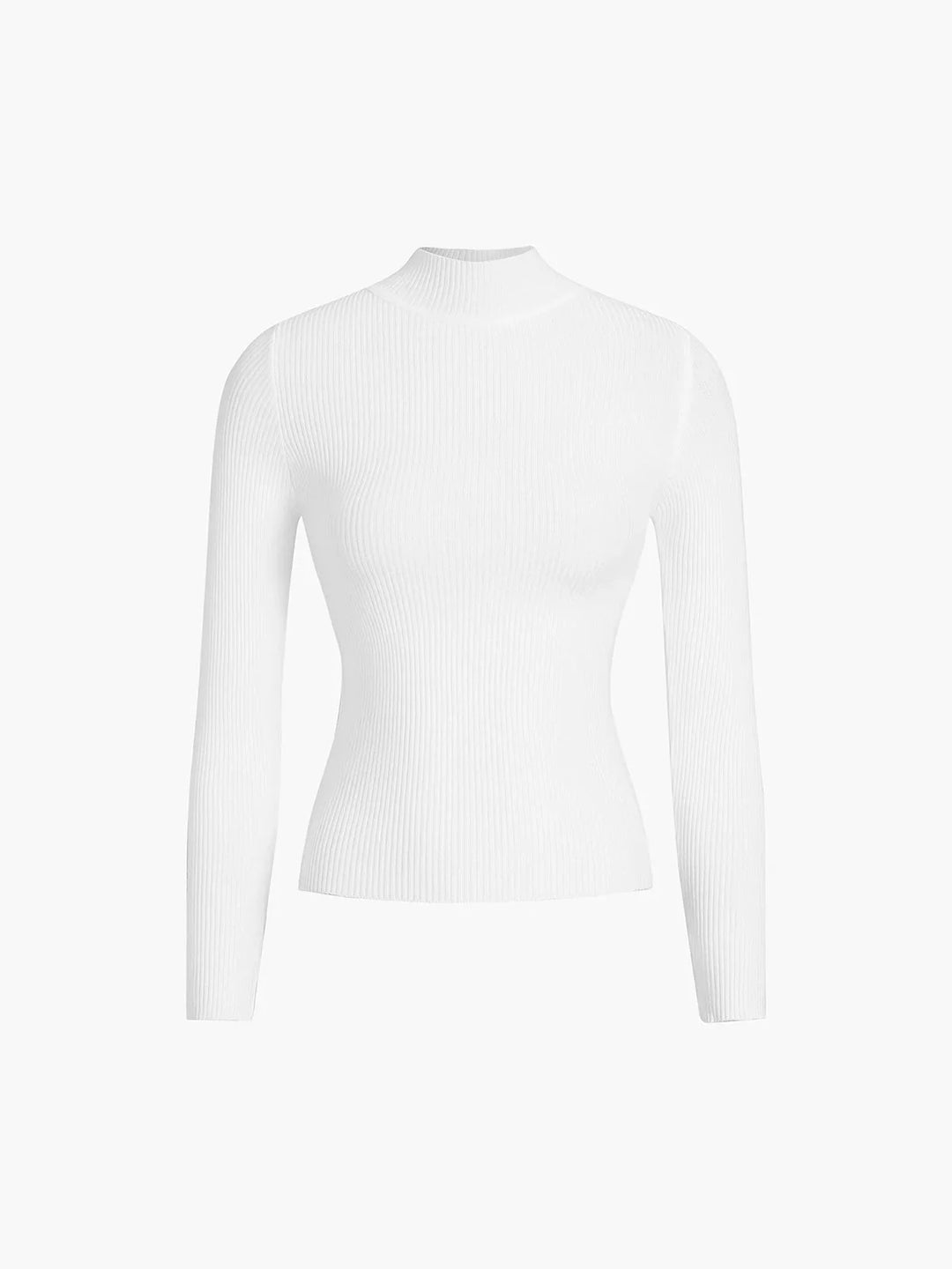 Ribbed Women's Turtleneck Sweater in Ivory
