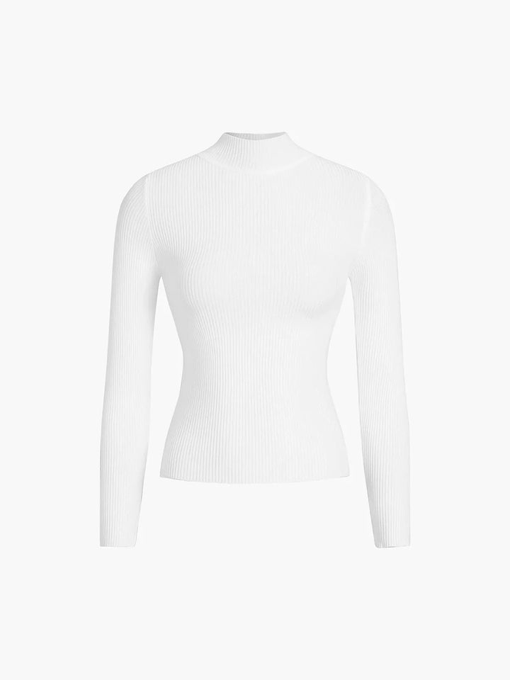 Ribbed Women's Turtleneck Sweater in Ivory