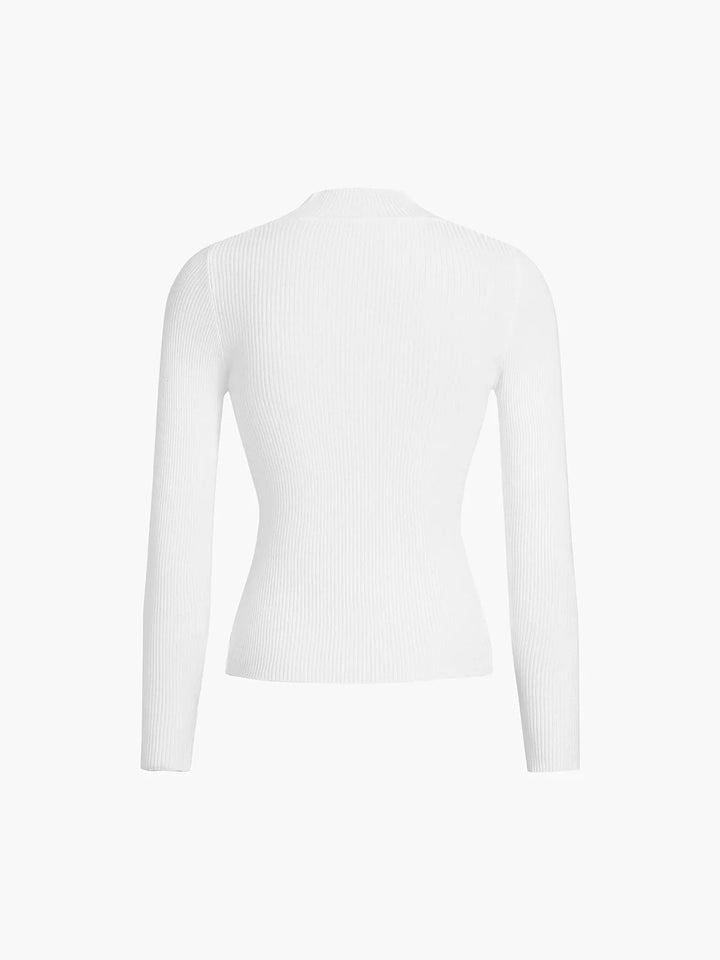 Ribbed Women's Turtleneck Sweater in Ivory