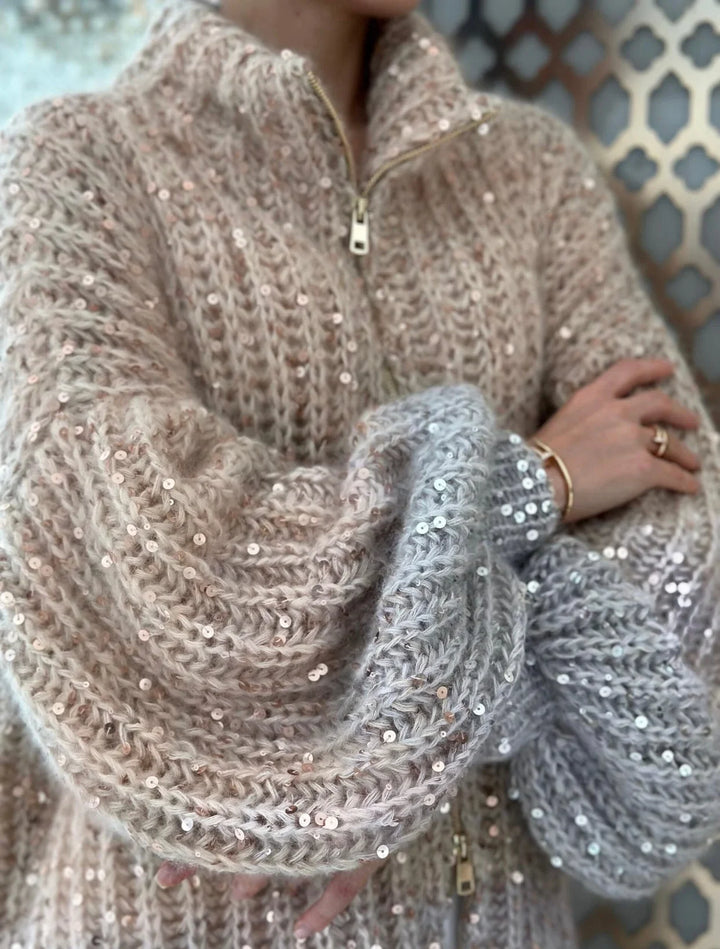 Women's Turtleneck Sweater with Shiny Sequins