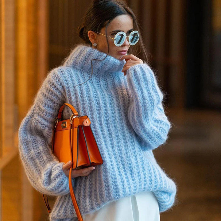 Women's Comfortable Wide Sleeve Turtleneck Sweater