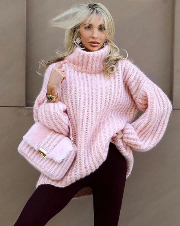 Women's Comfortable Wide Sleeve Turtleneck Sweater
