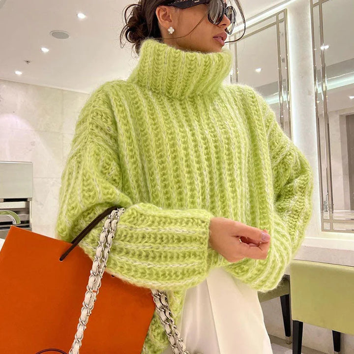 Women's Comfortable Wide Sleeve Turtleneck Sweater