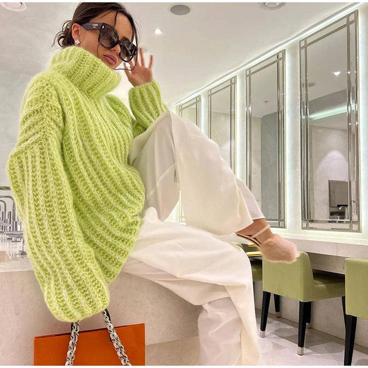 Women's Comfortable Wide Sleeve Turtleneck Sweater