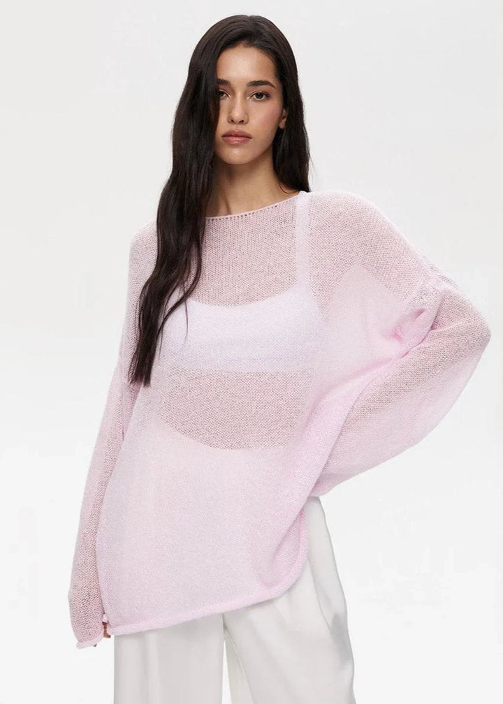 Lightweight Women's Pullover in Transparent Knit