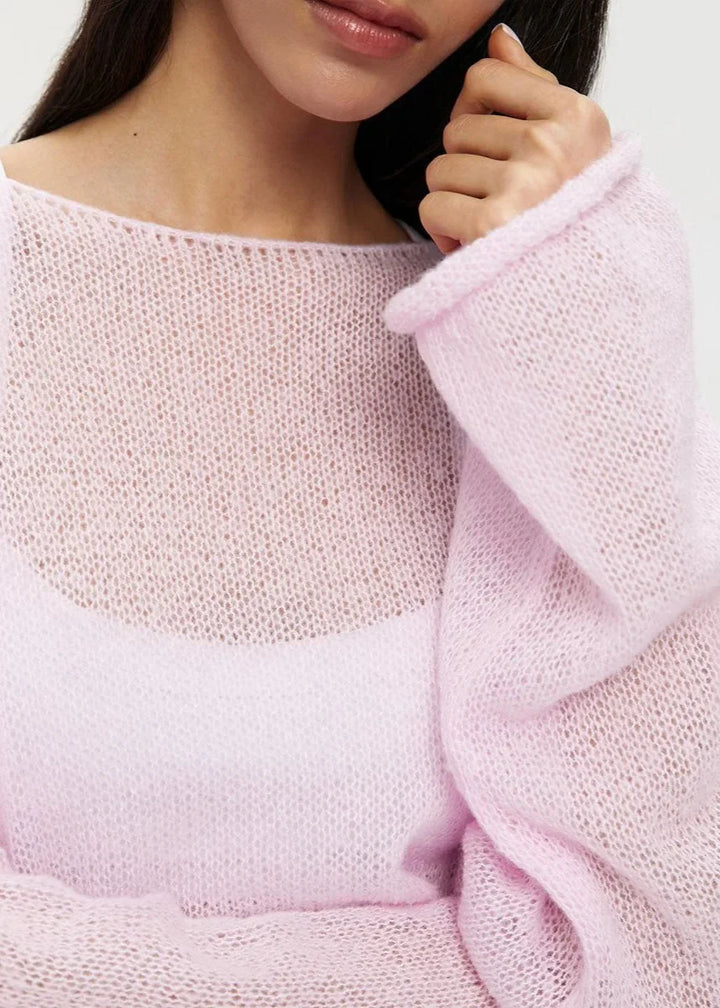 Lightweight Women's Pullover in Transparent Knit