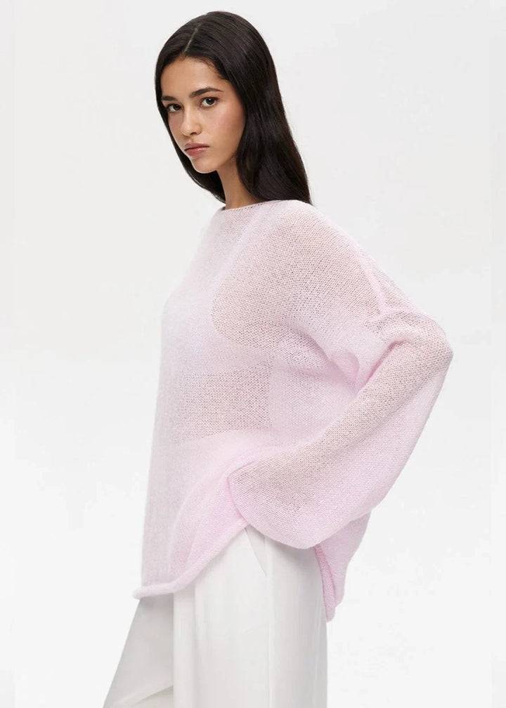 Lightweight Women's Pullover in Transparent Knit