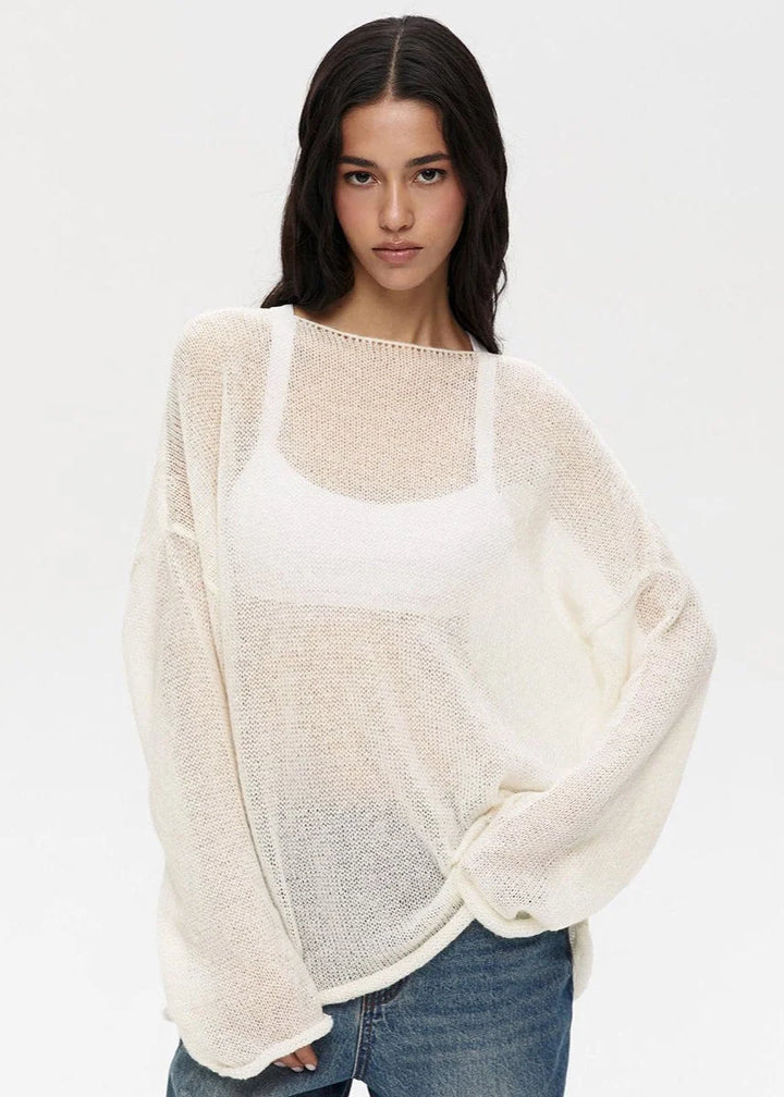 Lightweight Women's Pullover in Transparent Knit