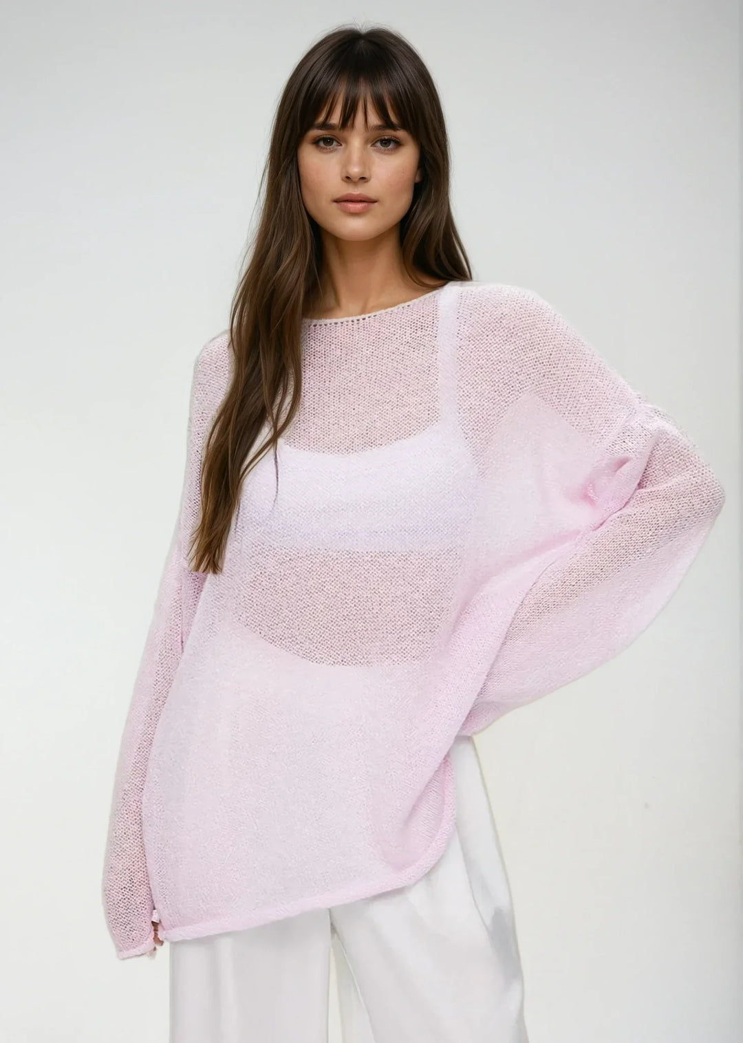 Lightweight Women's Pullover in Transparent Knit