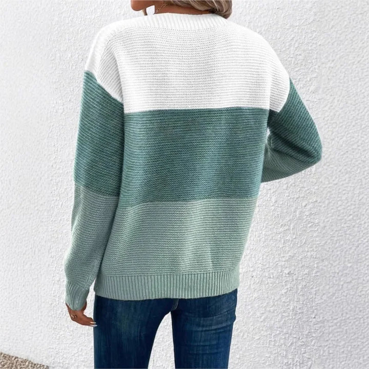 Women's Tricolor Patchwork Knit Sweater
