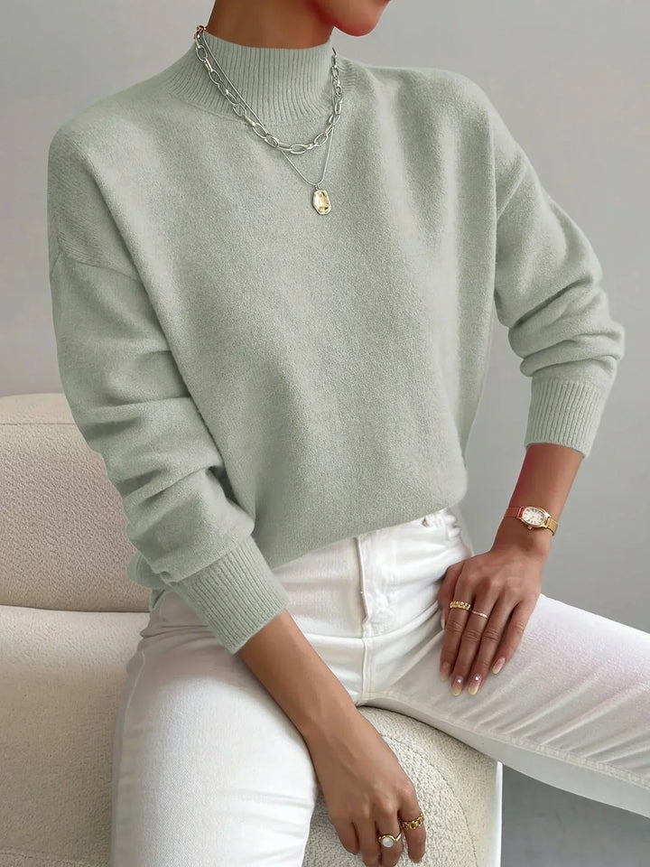 Women's Turtleneck Sweater in Stretch Fabric with Long Sleeves