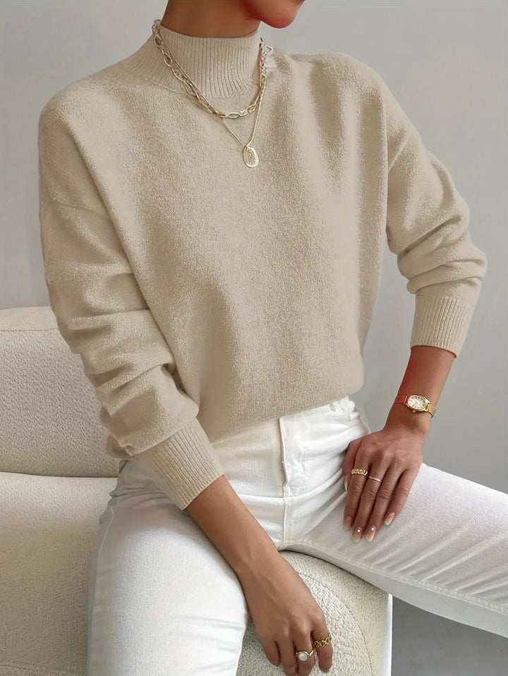 Women's Turtleneck Sweater in Stretch Fabric with Long Sleeves