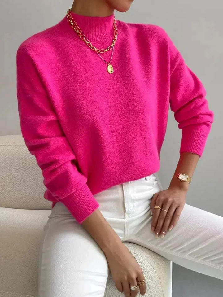 Women's Turtleneck Sweater in Stretch Fabric with Long Sleeves