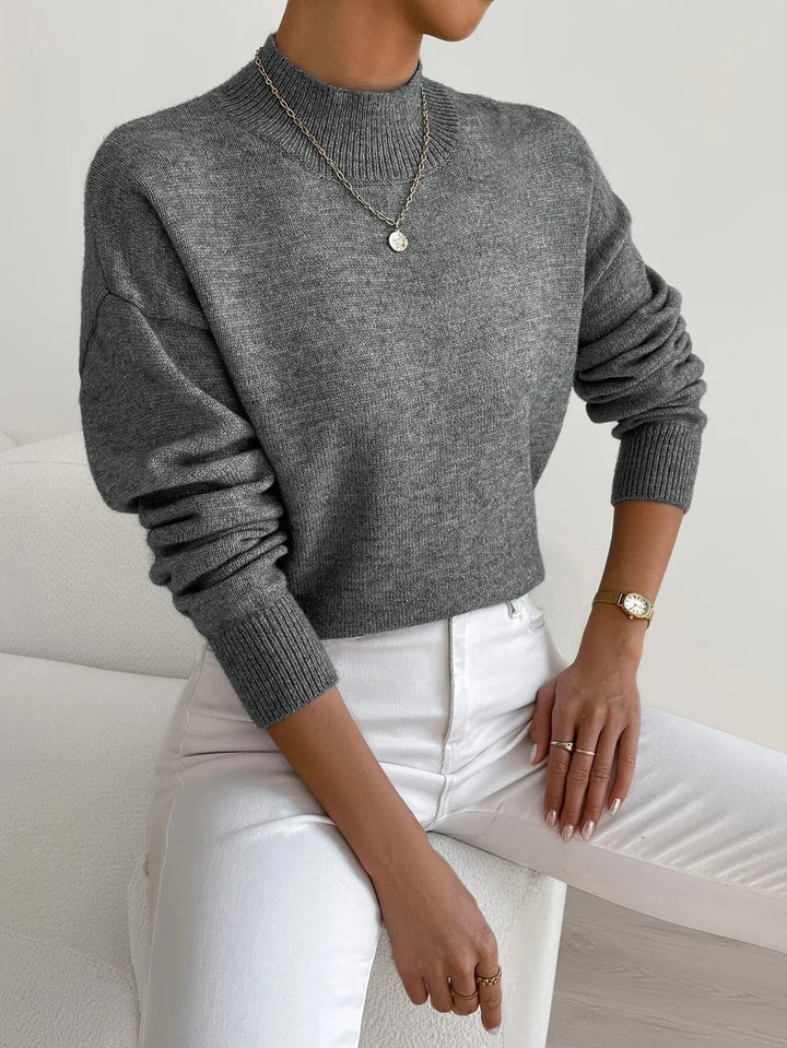 Women's Turtleneck Sweater in Stretch Fabric with Long Sleeves