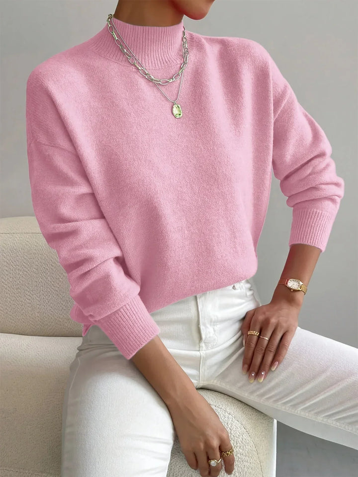 Women's Turtleneck Sweater in Stretch Fabric with Long Sleeves