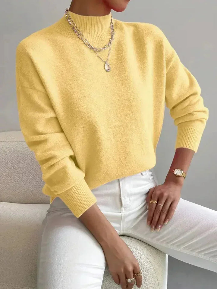 Women's Turtleneck Sweater in Stretch Fabric with Long Sleeves