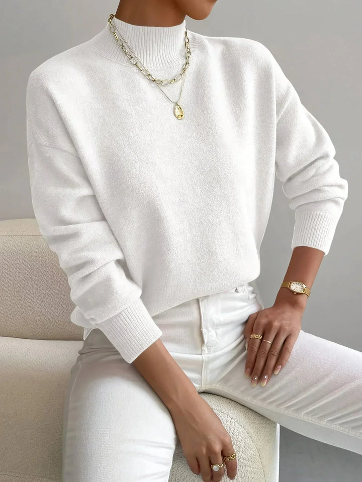 Women's Turtleneck Sweater in Stretch Fabric with Long Sleeves