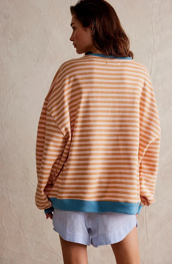 Casual striped sweater for women, loose fit